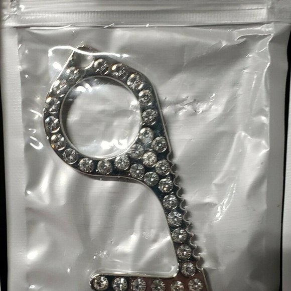 RHINESTONE Bling Double Sided Touchless Door Opener Keychain - Picture 3 of 10